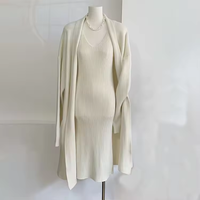 2024 femme élégante robe pull décontracté élégant 2 pièces ensemble lâche tricoté plat tricoté vêtements d'hiver