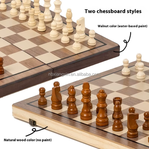 لعبة الداما 2 في 1 مزدوجة الملك الملكة قابلة للطي لعبة الشطرنج المغناطيسية لوحة خشبية دائرية زوايا لعبة الداما للاستراتيجية - Product Image 2