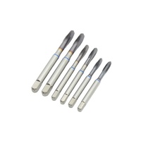 Machuelos de Máquina INOX HSS/HSSE DIN371, Machuelos de Roscado con Punta Espiral TICN, Completamente Rectificados, con Anillo Azul