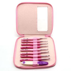 อุปกรณ์เย็บผ้ามาใหม่ ชุดกระเป๋าซิปพลาสติกพกพาสะดวก 8 ชิ้น/ชุด หัวสีชมพู พร้อมเข็มโครเชต์อะลูมิเนียม ขายส่งจากโรงงาน - Product Image 2