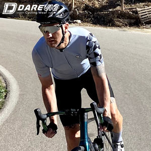 <span class=keywords><strong>Maillot</strong></span> de vélo Darevie Factory personnalisé avec logo géométrique, vert néon et gris - Product Image 3