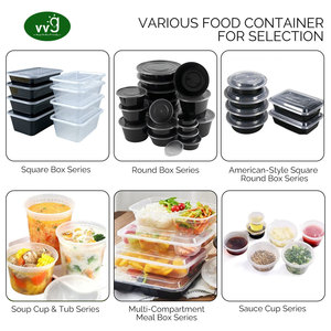 Contenedor de Alimentos Desechable y Reutilizable VVG, Apto para Microondas, para Comida para Llevar, de Polipropileno Negro con Tapa, para Restaurantes - Product Image 5
