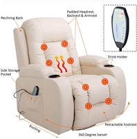 Fauteuil inclinable VANBOW, luxe haut de gamme, relaxant, moderne, 360° °   Fauteuil inclinable massant en cuir PU, pivotant, électrique/manuel, pour salon