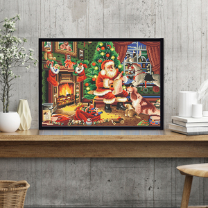 Scène de Noël décoration peintures led nuit lumineuse 5d bricolage diamant peinture kits pour adultes - Product Image 4