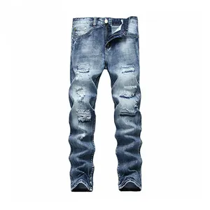 2021 men custom design ripped jeans destroyed denim pants for men