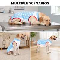 Baju Pemulihan Anjing Premium Berbahan Modal Elastis Anti-Jilat, Motif Kotak-Kotak, Nyaman, Sederhana, Pasca Operasi, OEM&ODM