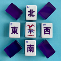 Mahjong américain moderne de luxe en acrylique gravé avec un lapin porte-bonheur violet, portable et pliable pour les jeux de société en famille