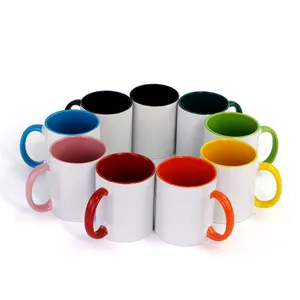 Tazza bianca a sublimazione da 11 once tazza in ceramica da caffè colorata con interno e manico di alta qualità da 330ml con rivestimento Logo personalizzato accettabile