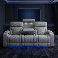 Conjunto de Sala de Estar Moderno e Inteligente con Luces LED y Puertos USB, Sofá Reclinable Eléctrico Blanco