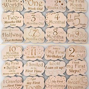 ชุดงานฝีมือไม้ทาสี 12 ชิ้น ขายดีจากซัพพลายเออร์ สำหรับอุปกรณ์ประกอบฉากถ่ายภาพเด็กแรกเกิด การ์ดบันทึกความทรงจำรายเดือนสำหรับเด็ก - Product Image 3