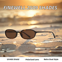 Lunettes de soleil Finewell FW2509 personnalisées avec logo, monture dorée intégrale ovale, polarisées UV400, style rétro classique en acétate, pour femmes et hommes, échantillon