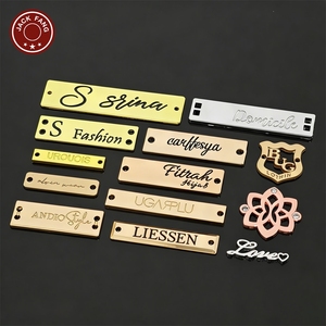JACK FANG Metal Clothing Labels Rectangle Embossed Custom Brand <b>Name</b> <b>Tags</b> for Garment Use - Product Image 2