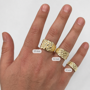 14k Gold Nugget <b>Ring</b> Custom 10mm/12mm/15mm Copper Inlay Rhodium Hip Hop Fine Jewelry <b>for</b> <b>Men</b>/Women Wedding/Father's Day Gift - Product Image 1