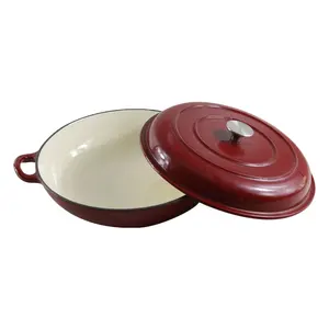 焦げ付き防止鋳鉄赤エナメル調理器具浅いイガイ鍋