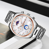 SKMEI – montre chronographe en acier inoxydable pour hommes, avec phase de lune, plusieurs fuseaux horaires, date, analogique, quartz, montre-bracelet de luxe, 42mm