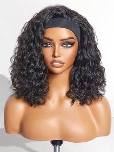 Perruques Courtes à <span class=keywords><strong>Bandeau</strong></span> <span class=keywords><strong>Cheveux</strong></span> Brésiliens Ondulés pour Femmes Noires avec Dentelle Sans Colle et Perruques 100% <span class=keywords><strong>Cheveux</strong></span> Humains - Product Image 5