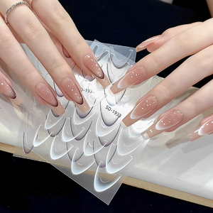 Autocollants pour Ongles de Style Français Colorés 5D Bleu Rose Dégradé Ligne Stripe Stickers Accessoires de Mode Vernis Gel S Wraps - Product Image 1