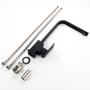 Vente en gros de <span class=keywords><strong>mitigeur</strong></span> d'évier carré en acier inoxydable 304 filigrane robinet de cuisine noir mat avec <span class=keywords><strong>bec</strong></span> pivotant pour montage sur pont - Product Image 6