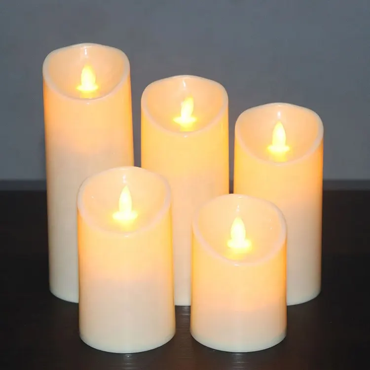 3AAA Plastic White 7.5cm Diameter Various Height Wedding Table Led Tea Light Remote Led Candles