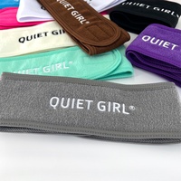 Bandeau de spa en microfibre personnalisé avec logo tissé blanc et noir pour femmes et filles, pour le soin de la peau, le lavage du visage, le maquillage