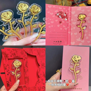 เครื่องประดับดอกกุหลาบทองคำแท้ ของสะสม ของขวัญสำหรับคู่รัก ของตกแต่งวันวาเลนไทน์ สำหรับบ้าน สำนักงาน ใช้ได้ทั้งชายและหญิง - Product Image 4
