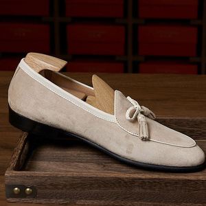 Mocassins en daim britanniques - Chaussures à lacets confortables, légères, antidérapantes, à bout carré, pour hommes, avec pompons, pour le bureau et la carrière, été/printemps - Product Image 3