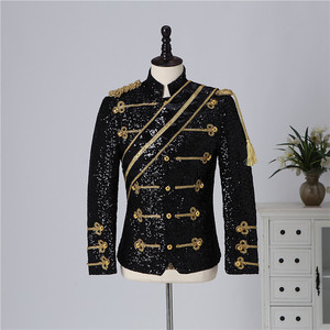 Ropa de actuación de lentejuelas, nueva banda de invitados para Banquete de hombre, <span class=keywords><strong>traje</strong></span> de borla con cuello de pie, <span class=keywords><strong>chaqueta</strong></span> de moda - Product Image 2