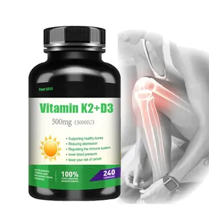 Sağlık takviyesi Vitamin K2 MK7 Softgel vegan hammadde 5000iu vitamin d3 k2 kapsül