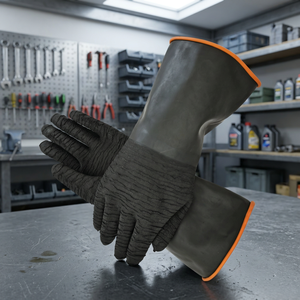Heavy Duty Latex Rough Palm Rubber <b>Sandblasting</b> Gloves Industrial Chemical Resistant Wrinkle Grip Black Size M - Product Image 3