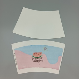 พัดกระดาษเคลือบ PE กันน้ำ พิมพ์ลายโลโก้ สำหรับแก้วกาแฟแบบใช้แล้วทิ้ง - Product Image 2