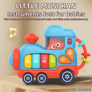 Jouet musical Montessori classique amusant avec clavier de dessin animé, jouet sensoriel lumineux pour <span class=keywords><strong>bébé</strong></span>, idéal pour le temps sur le ventre, pour filles de <span class=keywords><strong>1</strong></span> à 2 ans - Product Image 2