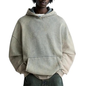 Sweat-shirts à capuche surdimensionnés en coton 100% délavé à l'acide, nouvelle arrivée personnalisée, design unique pour hommes - Product Image 1