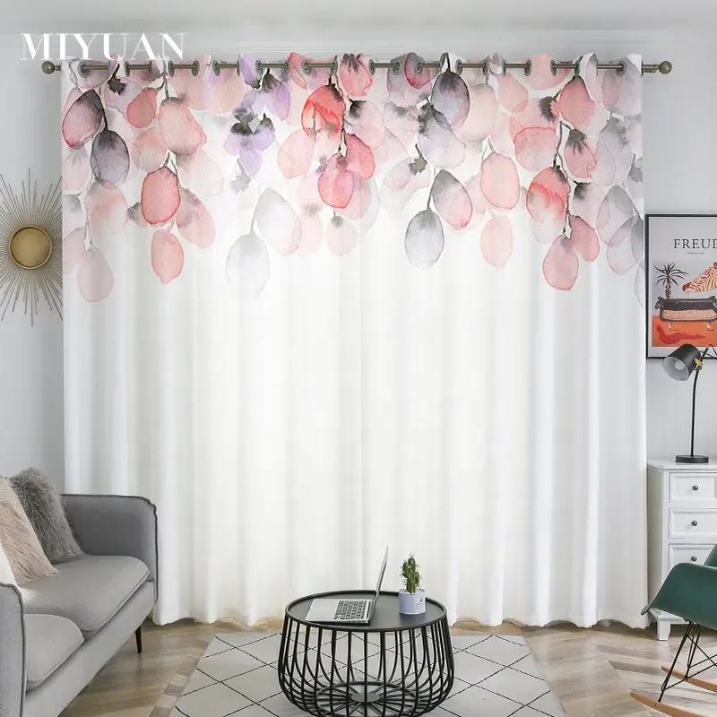 Accept OEM Blackout Elegant Luxury Colorful Flower Pattern 3D Printed Curtains For The Livingroom Girls Bedroom Kitchen