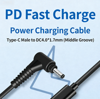 Konektor yang Diperkuat Tahan Lama 65W 3A USB C ke DC Kabel Pengisi Daya PD Sudut Kanan Jack 4.0x1.7mm untuk Laptop Notebook HP