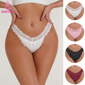 Lencería Deportiva de una Pieza sin Costuras de Seda Helada para Mujer de Talla Grande CINVIK, Tanga Invisible con Encaje de Lazo y Logotipo <span class=keywords><strong>en</strong></span> la Cintura - Product Image 1