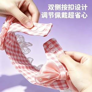 Pañuelo ajustable a cuadros con lazo para perros, mezcla de algodón, estilo dulce, accesorio para mascotas para todas las estaciones - Product Image 1