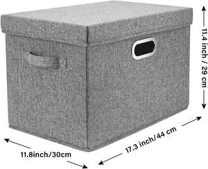 Foldable Linen Fabric Heavy Duty Waterproof Toy Clothes <b>Storage</b> Box Wardrobe Clothing Organizer Car <b>Storage</b> Drawer Organizer Lid - Product Image 3