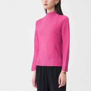 Blusa Plisada con Cuello Alto para Mujer, 100% Poliéster, Estilo Casual Holgado, Secado Rápido, Estilo Coreano, Venta al Por Mayor en Línea - Product Image 3