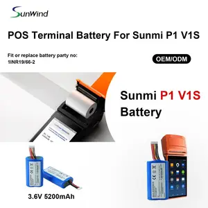 Lithium Ion 18650 1S2P Battery For Xiaomi Sunmi V1s P1 SMBP001 W5920 W6900 3.6V 5200mAh POS Machine Battery