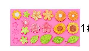 <span class=keywords><strong>Molde</strong></span> Decorativo para Pastel con Diseño <span class=keywords><strong>de</strong></span> Rosas, Hojas, Girasoles, Margaritas Pequeñas, Combinaciones <span class=keywords><strong>de</strong></span> Flores y Hojas, Ecológico, Color <span class=keywords><strong>Rosa</strong></span> Chocolate - Product Image 4