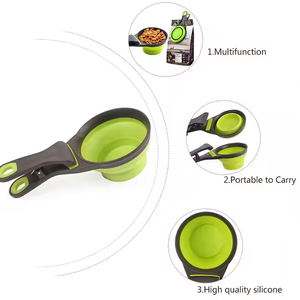 आउटडोर पोर्टेबल पालतू भोजन कटोरे मल्टीफंक्शन 2 में 1 फोल्डिंग पालतू जानवर के साथ कप कुत्ते का कटोरा चम्मच - Product Image 2