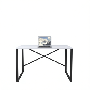 Escritorio para Computadora Furnish Home Store de 35 Pulgadas con Superficie de Madera Blanca y Marco de Metal Negro, Escritorio Pequeño para Oficina en Casa - Product Image 1