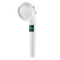 Pommeau de douche à affichage numérique de la température LED, alimenté par l'eau, trois modes, ABS chromé