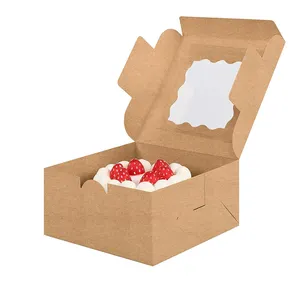 Respetuoso del medio ambiente personalizado impreso Kraft Take Away Desechable Sushi Food Paper Packaging Box con ventana