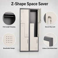 Casier en acier moderne en forme de Z, 2 colonnes, 4 portes, armoire de rangement en métal avec espace pour suspendre les vêtements, pour salle de classe ou vestiaire