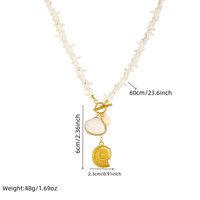 Collier pendentif européen américain transfrontalier nouveau style punk boucle OT irrégulière étoile de mer chaîne perlée en acier inoxydable 18K