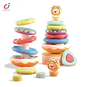 Chengji change face bear tumble early educational creative baby stacking toys ring plastic activity baby toys china wholesale