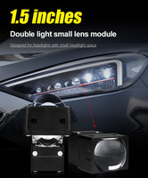 1.5 pouces carré Bi LED projecteur lentille double tasses 90W 6000K blanc Laser antibrouillard Module lumière pour voiture 100% cuivre matrice A3 A4 Fit