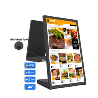 Menu numérique Android 15 Poe pour restaurants, service en libre-service, ordinateur de bureau avec fonctionnalités de menu texte et de commande sur tablette