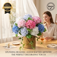 Hydrangeas artificielles en latex, résistantes aux UV, effet toucher réel, pour décoration de Noël et de mariage, tige réaliste en soie synthétique